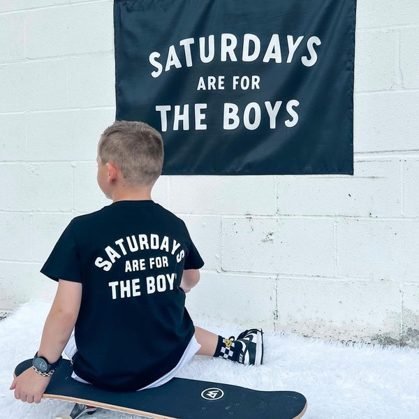 Saturdays Are For The Boys Banner | Cool Boys Room Decor | Wall Sign | Minimalist Wall Art Decor Kids Room Playroom