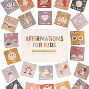 Affirmations pour enfants - Jeu d'associations de souvenirs | Jeu de cartes pour affirmations positives | Cadeau attentionné et motivant pour les enfants