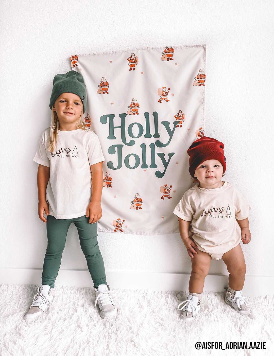 Holly Jolly Banner | Fabric Tapestry | Christmas Holiday Winter Party ...