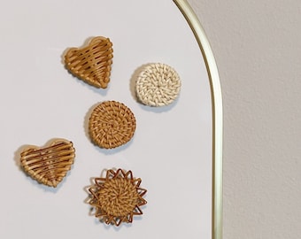Cute Rattan Fridge Magnets / Heart / Boho Office Decor / Vintage Style / Office / Party Favor / Wedding Guest Gift / Valentine’s Day