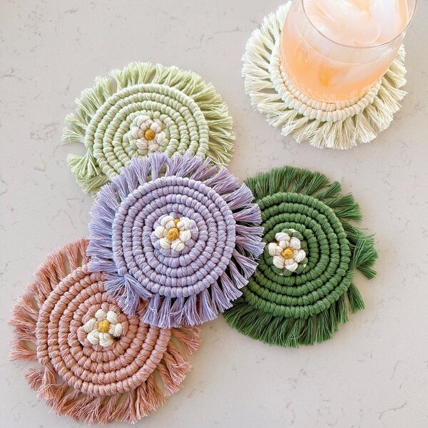 Macrame Coasters Etsy
