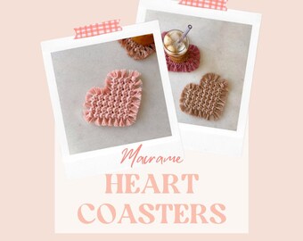 Macrame Heart Coaster Pattern / Step by Step Photos / Mothers Day / Valentine's Day Craft / Beginner Macrame Project