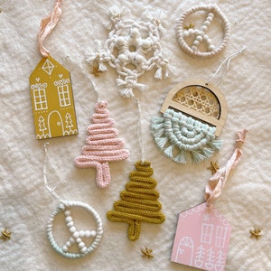 Boho Cane Macrame Ornament / Rattan / Christmas Ornament / Boho Christmas Decor / Stocking Stuffer / Mini Wall Hanging image 2