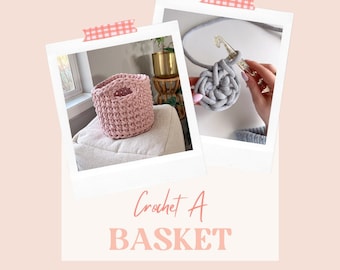 Crochet Basket Pattern / DIY / Round Basket / Basket with Handles