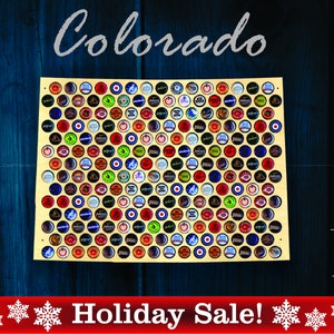 Colorado Beer Cap Map - Beer Cap Holder Beer Cap Display Gift for Him Wedding Gift Fathers Day Birthday Unique Christmas Gift