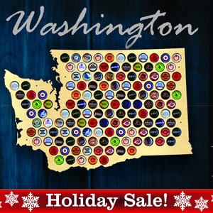 Washington Bierdeckel Karte WA - Bierdeckelhalter Bierdeckel Display Geschenk für Ihn Hochzeitsgeschenk Vatertag Geburtstag Einzigartiges Weihnachtsgeschenk