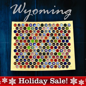 Wyoming Beer Cap Map WY - Support de casquette de bière Présentoir de casquette de bière Cadeau pour lui Cadeau de mariage Fête des pères Anniversaire Cadeau de Noël unique