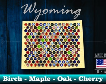 Wyoming Beer Cap Map WY - Beer Cap Holder Beer Cap Display Gift for Him Wedding Gift Fathers Day Birthday Unique Christmas Gift