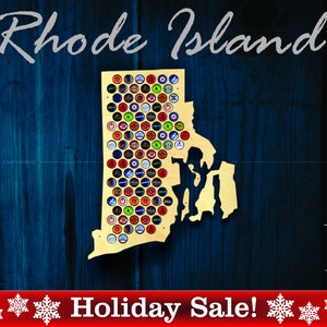 Kaart Rhode Island Beer Cap RI - Bierdophouder Bierdop Display Cadeau voor hem Huwelijkscadeau Vaderdag Uniek kerstcadeau