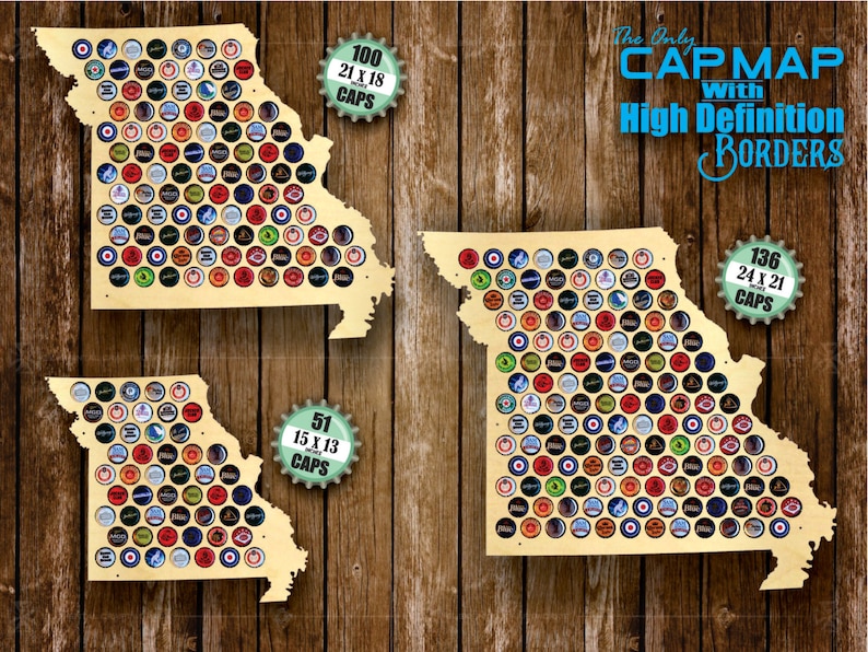 Beer Cap Holder Beer Cap Display Gift for Him Wedding Gift Fathers Day Birthday Unique Christmas Gift Missouri Beer Cap Map MO