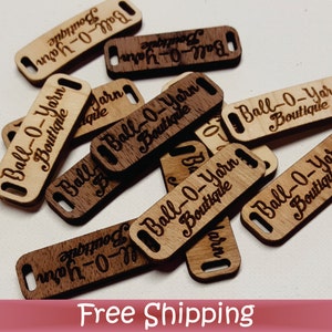 50 custom Holz Tags - 1,5 "x .5" Dual-Loch - Laser geschnitten & graviert (T-0008)