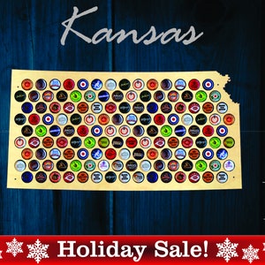 Kansas Beer Cap Map KS - Beer Cap Holder Beer Cap Display Gift for Him Wedding Gift Fathers Day Birthday Unique Christmas Gift