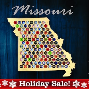 Missouri Beer Cap Map MO - Beer Cap Holder Beer Cap Display Gift for Him Wedding Gift Fathers Day Birthday  Unique Christmas Gift