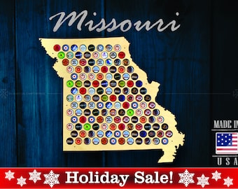 Mapa de tapas de cerveza de Missouri MO - Soporte para tapas de cerveza Exhibidor de tapas de cerveza Regalo para él Regalo de bodas Día del padre Cumpleaños Regalo de Navidad único