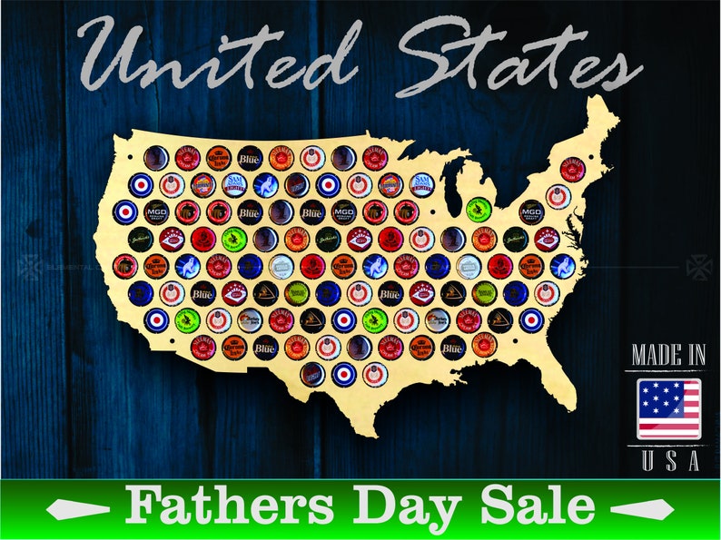 United States Beer Cap Map USA Beer Cap Holder Beer Cap Display Gift for Him Wedding Gift Fathers Day Unique Christmas Gift image 7