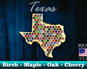 Texas Beer Cap Map TX - Beer Cap Holder Beer Cap Display Gift for Him Wedding Gift Fathers Day Birthday  Unique Christmas Gift