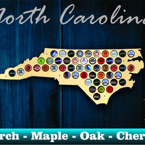 North Carolina Beer Cap Map NC Beer Cap Holder Beer Cap Display Gift for Him Wedding Gift Fathers Day Unique Christmas Gift image 1