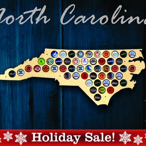 North Carolina Beer Cap Map NC Beer Cap Holder Beer Cap Display Gift for Him Wedding Gift Fathers Day Unique Christmas Gift image 2