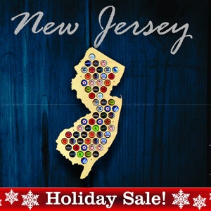 New Jersey Beer Cap Map NJ - Bierdophouder Bierdop Display Cadeau voor hem Huwelijkscadeau Vaderdag Verjaardag Uniek kerstcadeau