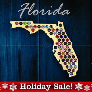 Kaart Florida Beer Cap FL - Bierdophouder Bierdop Display Cadeau voor hem Huwelijkscadeau Vaderdag Verjaardag Uniek kerstcadeau