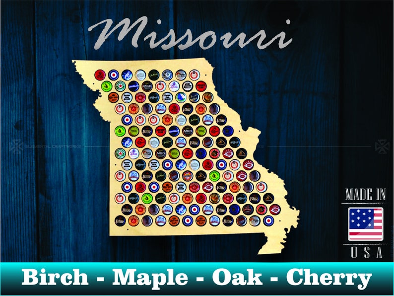 Beer Cap Holder Beer Cap Display Gift for Him Wedding Gift Fathers Day Birthday Unique Christmas Gift Missouri Beer Cap Map MO