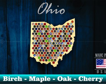 Ohio Beer Cap Map OH - Beer Cap Holder Beer Cap Display Gift for Him Wedding Gift Fathers Day Birthday Unique Christmas Gift