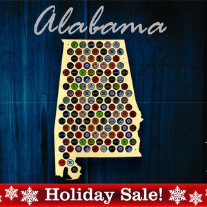Alabama Beer Cap Map AL - Bierdeckelhalter Bierdeckel Display Geschenk für Ihn Hochzeitsgeschenk Vatertag Geburtstag Einzigartiges Weihnachtsgeschenk
