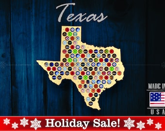 Texas Beer Cap Map TX - Beer Cap Holder Beer Cap Display Gift for Him Wedding Gift Fathers Day Birthday  Unique Christmas Gift