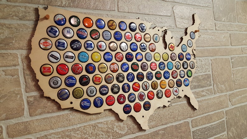 United States Beer Cap Map USA Beer Cap Holder Beer Cap Display Gift for Him Wedding Gift Fathers Day Unique Christmas Gift image 6