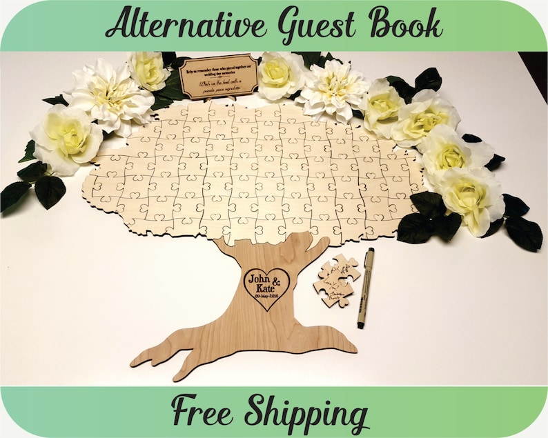 Guest Book Autumn Fall Tree Puzzle - Wedding Guest Book Alternative, Personalized Guest Book, Custom Guest Book, Rustic, Tree of Life 