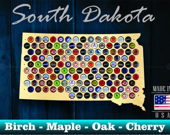 South Dakota Beer Cap Map SD - Beer Cap Holder Beer Cap Display Gift for Him Wedding Gift Fathers Day  Unique Christmas Gift