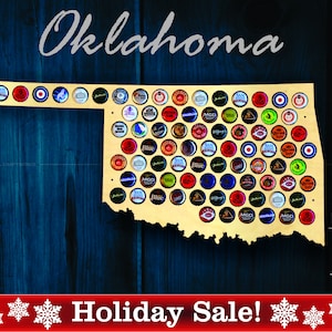 Oklahoma Beer Cap Map OK - Beer Cap Holder Beer Cap Display Gift for Him Wedding Gift Fathers Day Birthday Unique Christmas Gift
