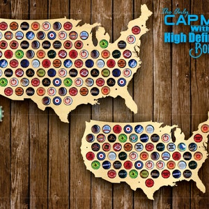 United States Beer Cap Map USA Beer Cap Holder Beer Cap Display Gift for Him Wedding Gift Fathers Day Unique Christmas Gift image 3
