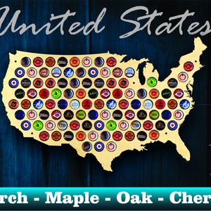United States Beer Cap Map USA Beer Cap Holder Beer Cap Display Gift for Him Wedding Gift Fathers Day Unique Christmas Gift image 1