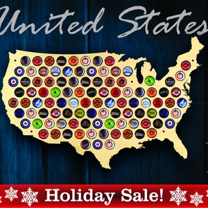 United States Beer Cap Map USA Beer Cap Holder Beer Cap Display Gift for Him Wedding Gift Fathers Day Unique Christmas Gift image 2