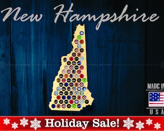 Mapa de tapas de cerveza de New Hampshire NH - Soporte para tapas de cerveza Exhibidor de tapas de cerveza Regalo para él Regalo de bodas Día del padre Regalo de Navidad único