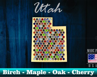 Utah Beer Cap Map UT - Beer Cap Holder Beer Cap Display Gift for Him Wedding Gift Fathers Day Birthday Unique Christmas Gift