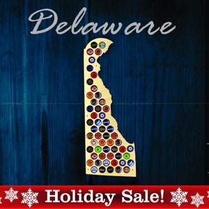 Delaware Beer Cap Map DE - Beer Cap Holder Beer Cap Display Gift for Him Wedding Gift Fathers Day Birthday Unique Christmas Gift