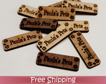 50 Custom Wood Tags - 1.5" x .5" Single Hole - Laser cut & Engraved (T-0011)