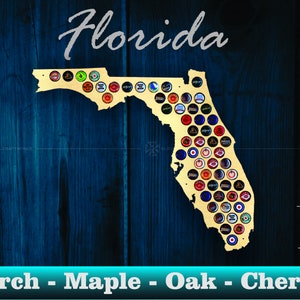 Florida Beer Cap Map FL - Beer Cap Holder Beer Cap Display Gift for Him Wedding Gift Fathers Day Birthday  Unique Christmas Gift