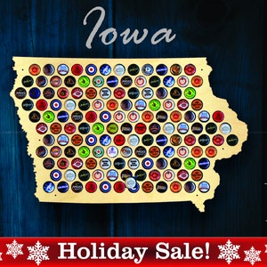 Iowa Bierdeckel Karte IA - Bierdeckel Halter Bierdeckel Display Geschenk für Ihn Hochzeitsgeschenk Vatertag Geburtstag Einzigartiges Weihnachtsgeschenk