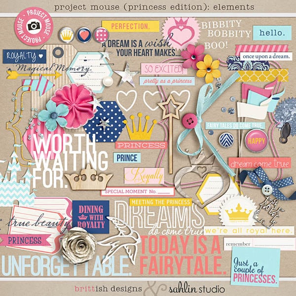 Project Mouse: Princess (Elements) - Perfect for Project Life & Digital Scrapbooking Cinderella, Ariel