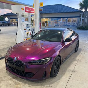 BMW in a crazy colorshift called Ceres Megashift. Such nice a nice purple to magenta mica pigment. Used in car paint liquid car wrap