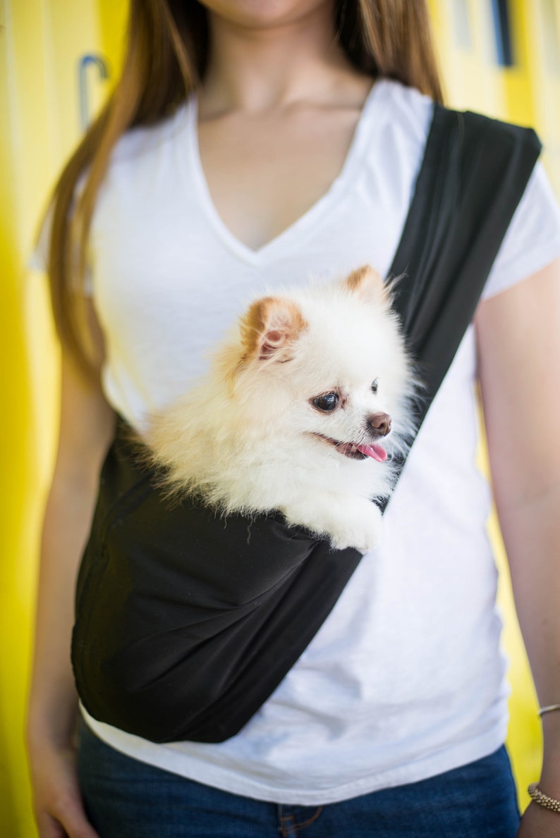 Dog Sling Carrier, Safely Carry your Small or Medium Size Dog, Puppy, Cat, Kitten or Bunny in a Cozy Crossbody Pouch, Select your Print image 2