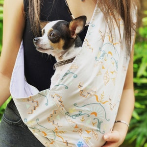 Dog Sling Carrier, Safely Carry your Small or Medium Size Dog, Puppy, Cat, Kitten or Bunny in a Cozy Crossbody Pouch, Select your Print image 3