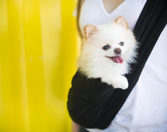 Dog Sling Soft Carrier | Carry Small Dog, Puppy, Cat, Kitten or Bunny | Front Crossbody Pet Pouch Sling | Small Carrier for Travel with Dogs