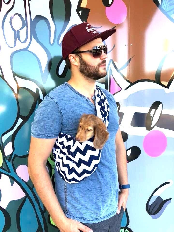Dog Sling Soft Carrier | Carry Small Dog, Puppy, Cat, Kitten or Bunny | Front Crossbody Pet Pouch Sling | Small Carrier for Travel with Dogs