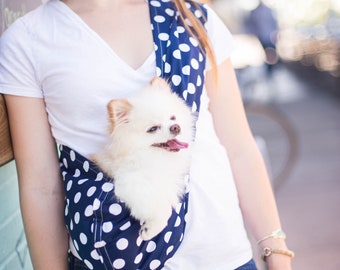 Dog Sling Carrier,  Safely Carry your Small or Medium Size Dog, Puppy, Cat, Kitten or Bunny in a Cozy Crossbody Pouch, Select your Print