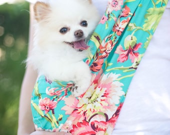 Dog Sling Carrier,  Safely Carry your Small or Medium Size Dog, Puppy, Cat, Kitten or Bunny in a Cozy Crossbody Pouch, Select your Print