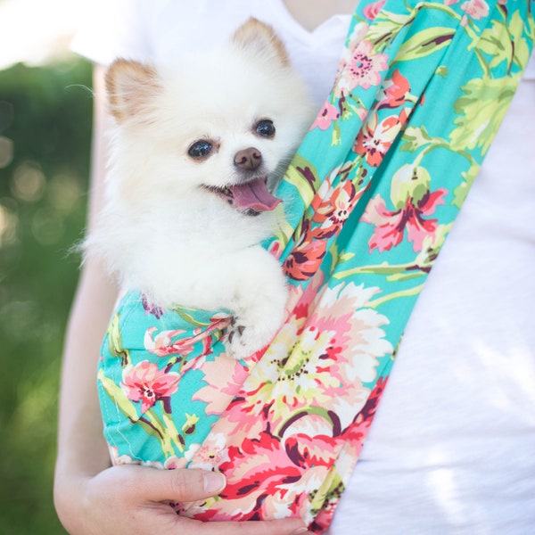 Dog Sling Carrier,  Safely Carry your Small or Medium Size Dog, Puppy, Cat, Kitten or Bunny in a Cozy Crossbody Pouch, Select your Print